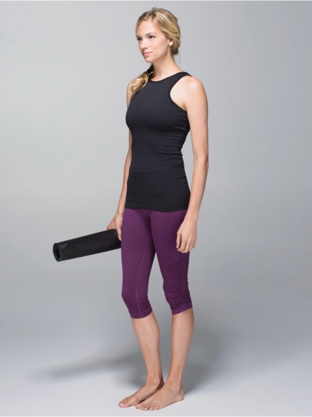 Lululemon In The Flow Crop II Heathered Berry Yum Yum Size 8